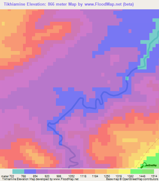 Tikhiamine,Morocco Elevation Map