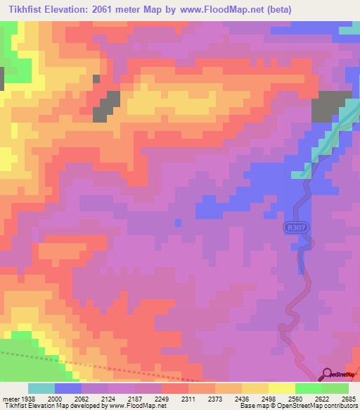 Tikhfist,Morocco Elevation Map