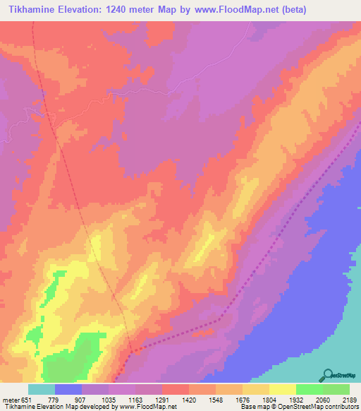 Tikhamine,Morocco Elevation Map