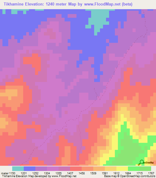 Tikhamine,Morocco Elevation Map