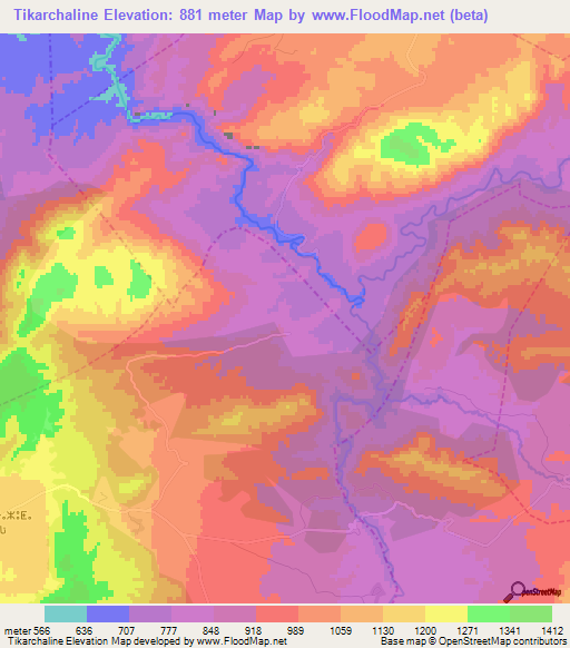 Tikarchaline,Morocco Elevation Map