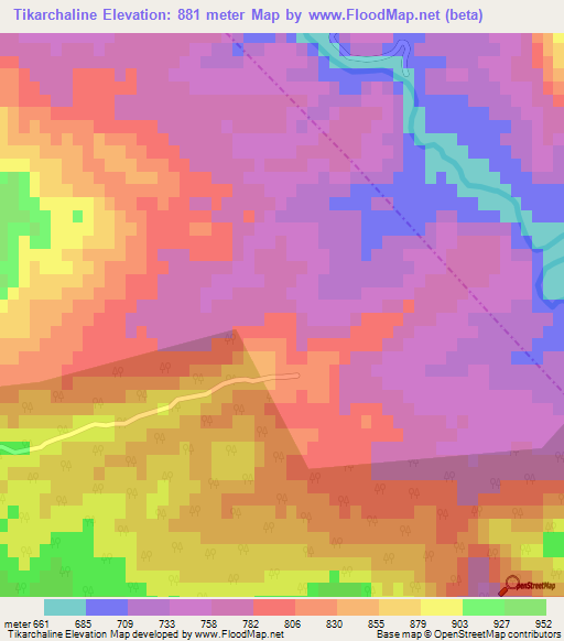 Tikarchaline,Morocco Elevation Map