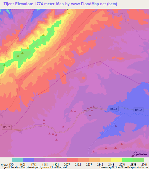 Tijent,Morocco Elevation Map