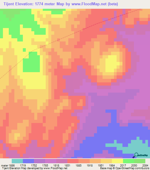 Tijent,Morocco Elevation Map