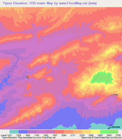 Tijane,Morocco Elevation Map