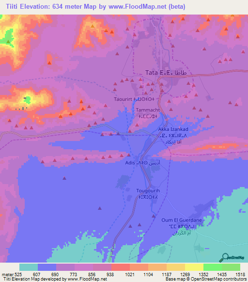 Tiiti,Morocco Elevation Map