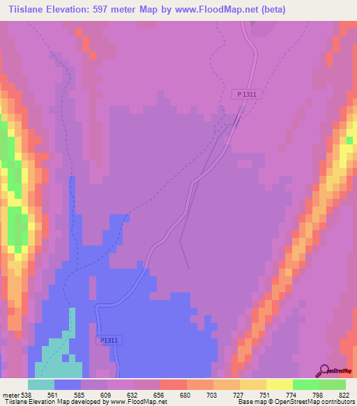 Tiislane,Morocco Elevation Map