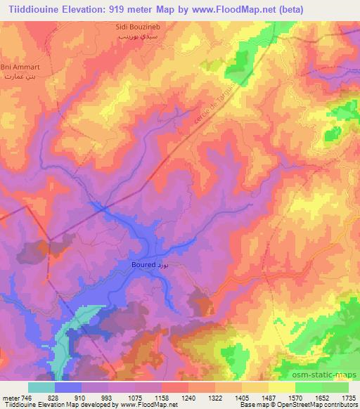 Tiiddiouine,Morocco Elevation Map