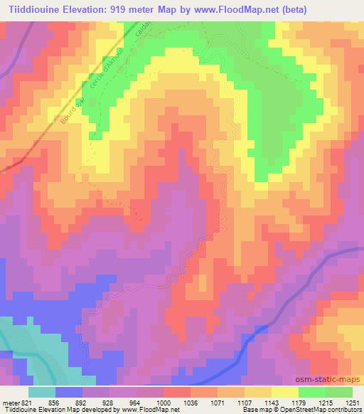 Tiiddiouine,Morocco Elevation Map