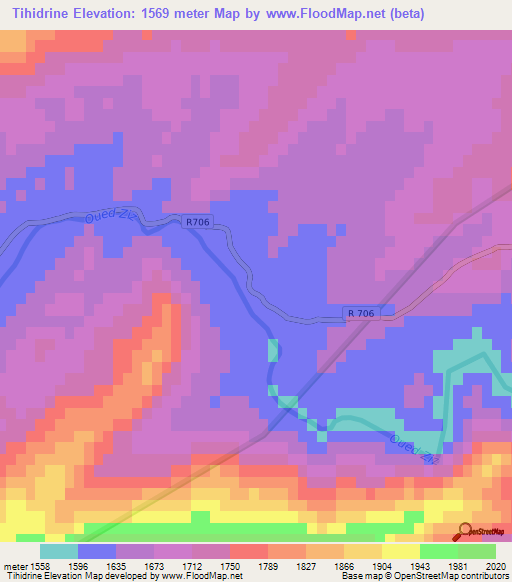 Tihidrine,Morocco Elevation Map