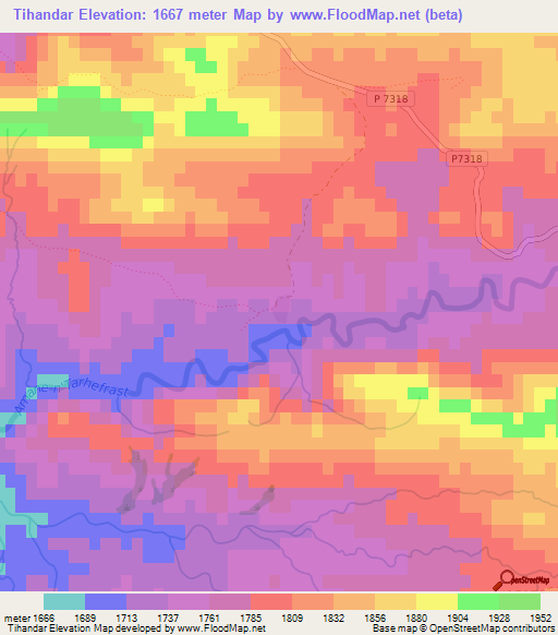 Tihandar,Morocco Elevation Map