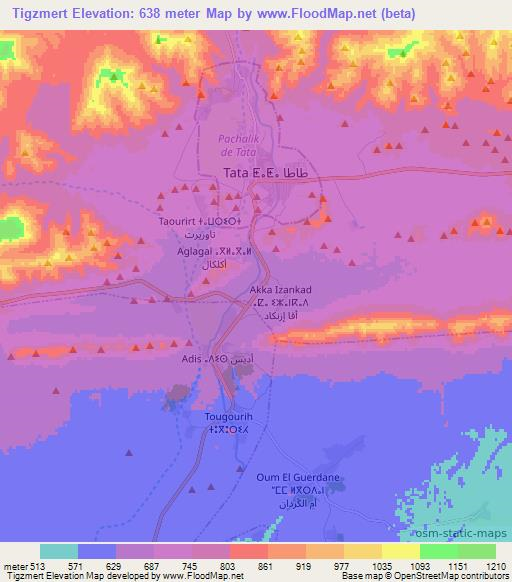 Tigzmert,Morocco Elevation Map