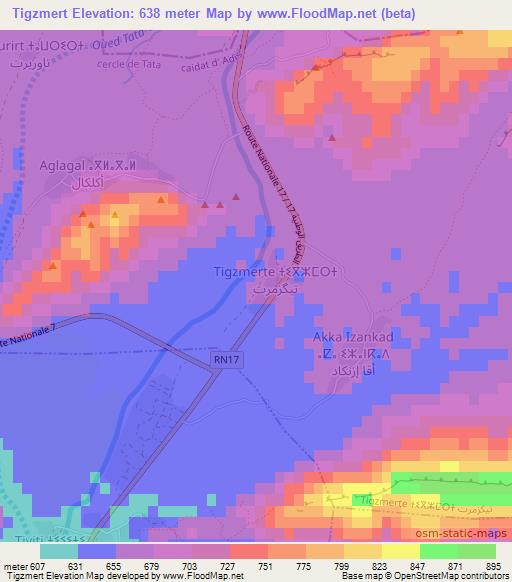 Tigzmert,Morocco Elevation Map