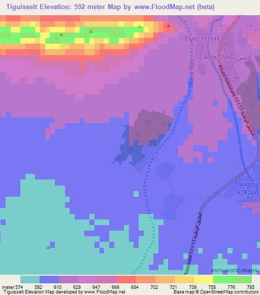 Tiguisselt,Morocco Elevation Map