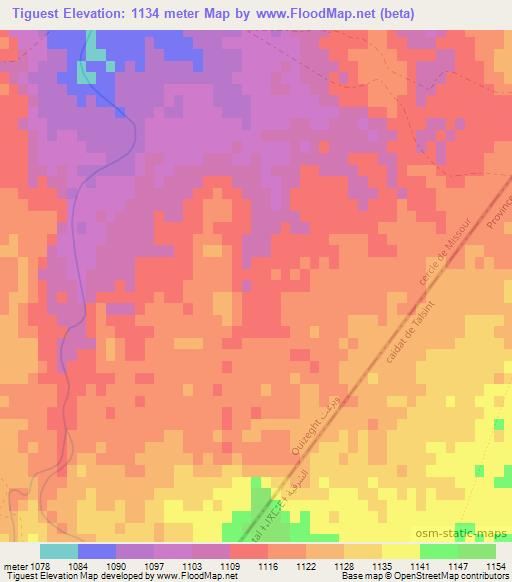 Tiguest,Morocco Elevation Map