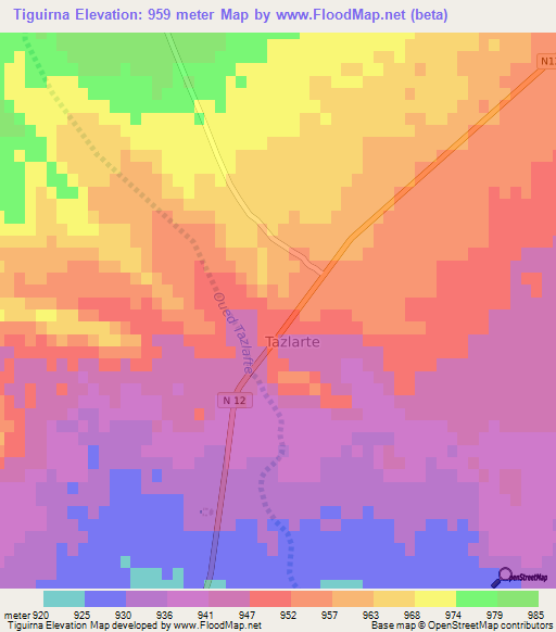 Tiguirna,Morocco Elevation Map