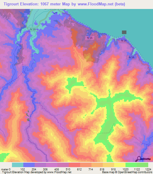 Tigrourt,Morocco Elevation Map