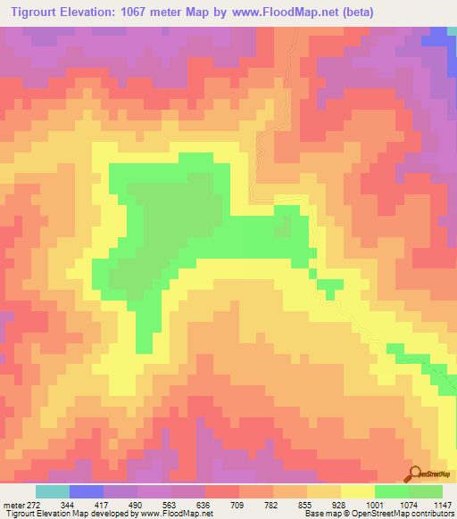 Tigrourt,Morocco Elevation Map