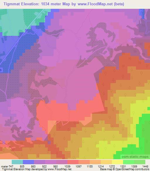 Tigmmat,Morocco Elevation Map