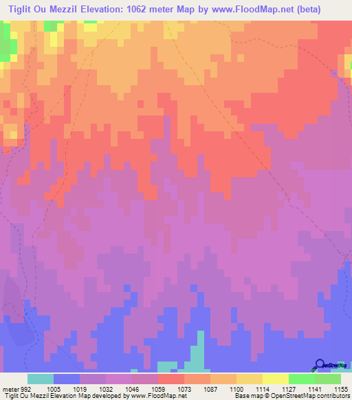 Tiglit Ou Mezzil,Morocco Elevation Map