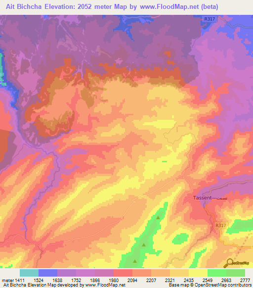 Ait Bichcha,Morocco Elevation Map