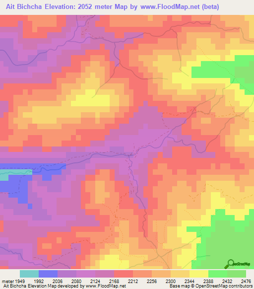 Ait Bichcha,Morocco Elevation Map