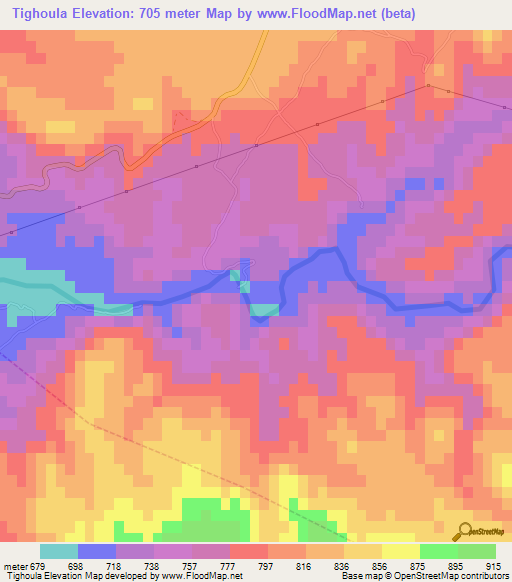 Tighoula,Morocco Elevation Map