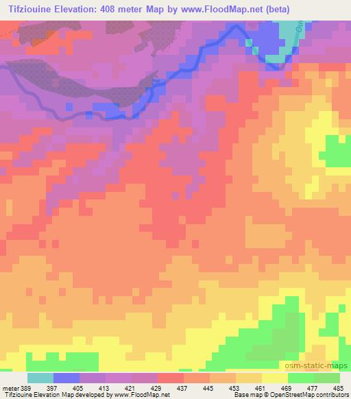 Tifziouine,Morocco Elevation Map