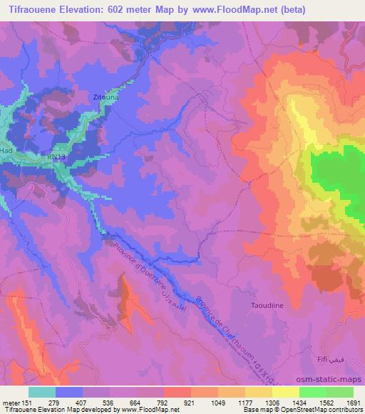 Tifraouene,Morocco Elevation Map