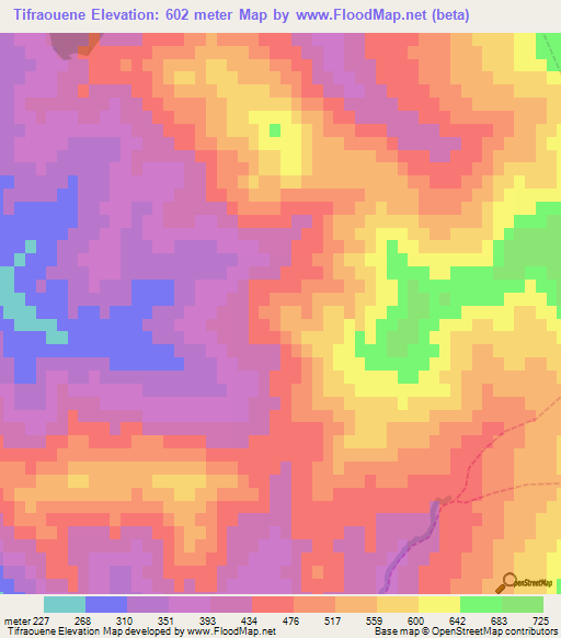 Tifraouene,Morocco Elevation Map