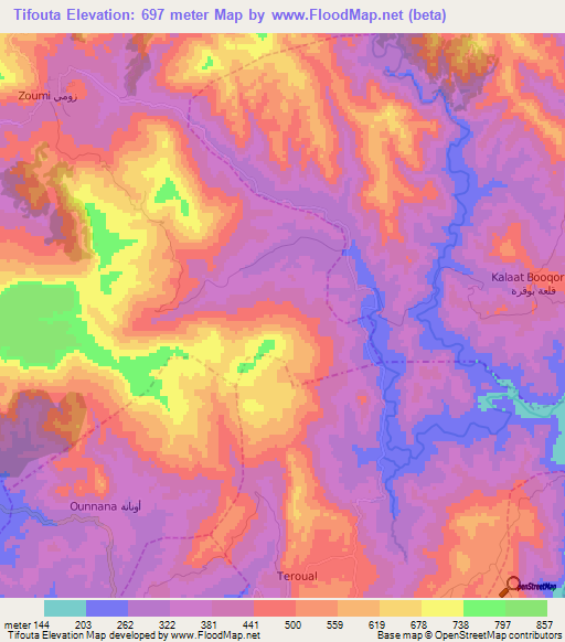 Tifouta,Morocco Elevation Map