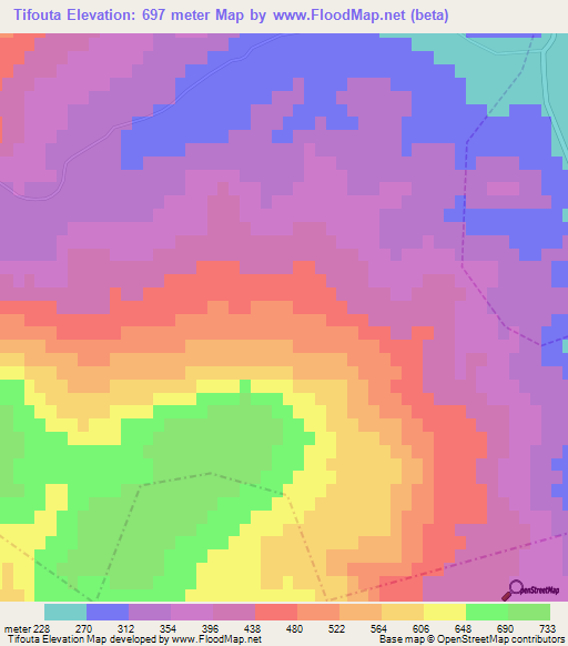 Tifouta,Morocco Elevation Map