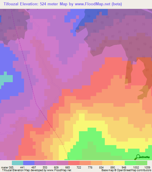 Tifouzal,Morocco Elevation Map