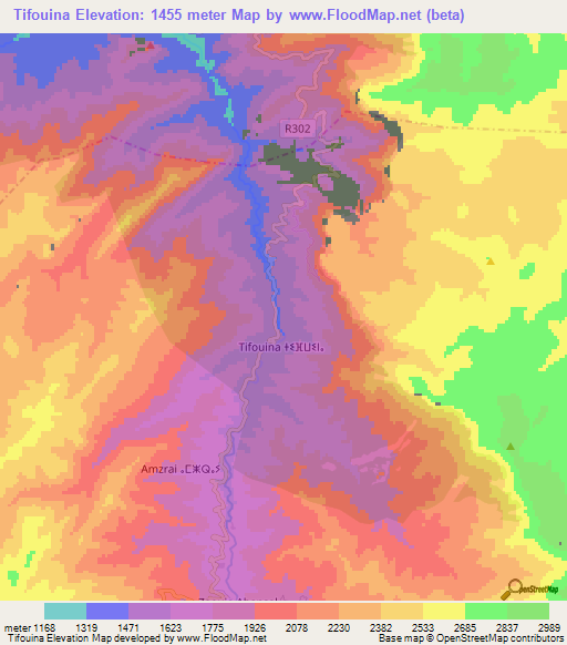 Tifouina,Morocco Elevation Map