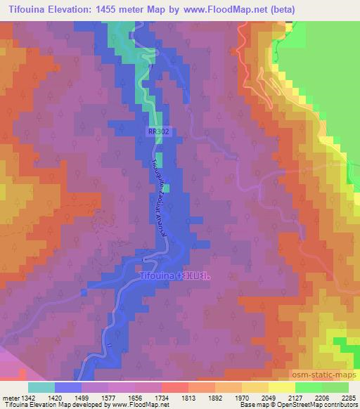 Tifouina,Morocco Elevation Map