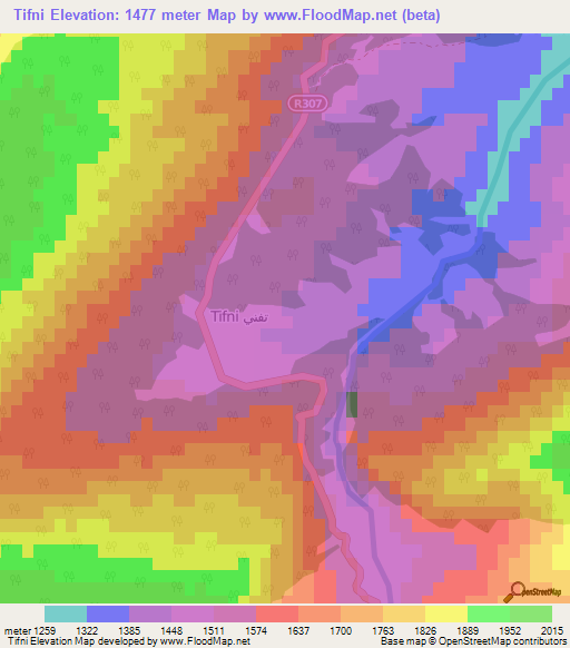 Tifni,Morocco Elevation Map