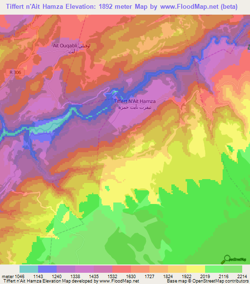 Tiffert n'Ait Hamza,Morocco Elevation Map