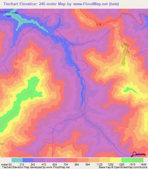 Tiechart,Morocco Elevation Map