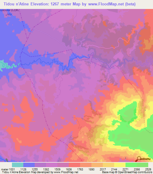 Tidou n'Atine,Morocco Elevation Map