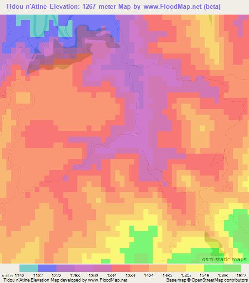 Tidou n'Atine,Morocco Elevation Map