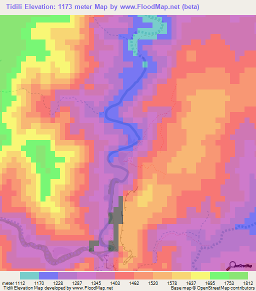 Tidili,Morocco Elevation Map