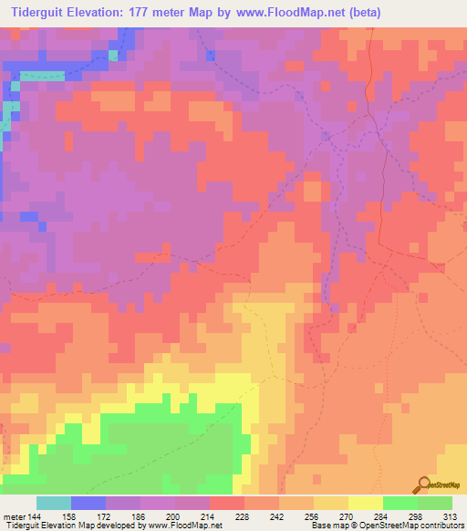 Tiderguit,Morocco Elevation Map