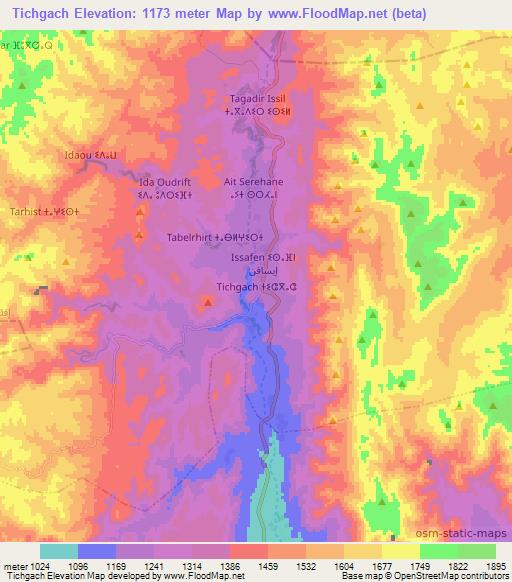 Tichgach,Morocco Elevation Map