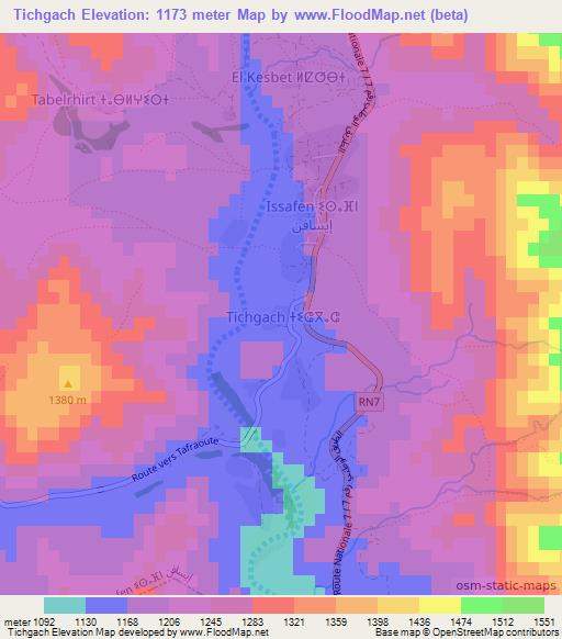 Tichgach,Morocco Elevation Map