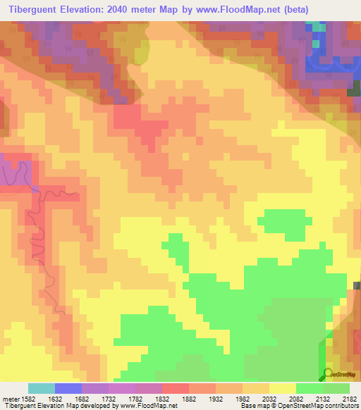 Tiberguent,Morocco Elevation Map