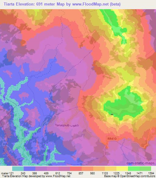 Tiarta,Morocco Elevation Map