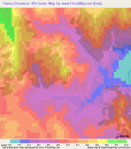 Tiama,Morocco Elevation Map