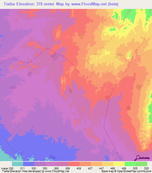 Tiaiba,Morocco Elevation Map