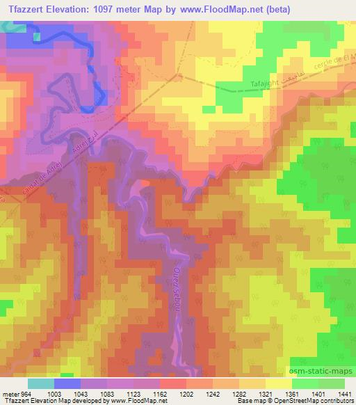 Tfazzert,Morocco Elevation Map