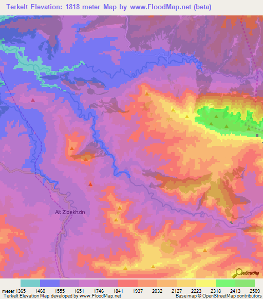 Terkelt,Morocco Elevation Map